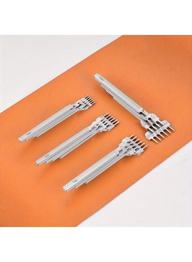 4PCS 6mm Spacing 4 Teeth Faux Leather Punch Set Diamond Cutting Tool For Belt Wristband DIY - Image 4